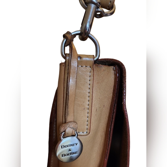 Dooney & Bourke Crossbody HOBO Bag Tote Purse Leather Large Tan Silver RARE - Picture 10 of 16